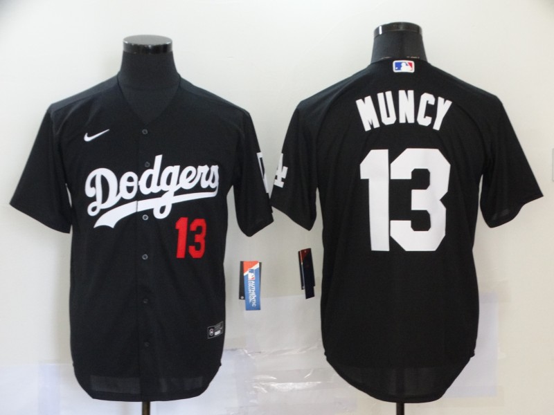 Men Los Angeles Dodgers #13 Muncy Black Nike Game MLB Jerseys
